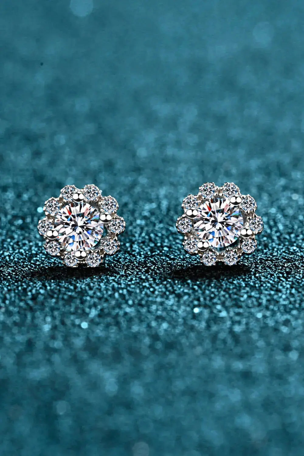 Lovcia Moissanite Floral-Shaped Stud Earrings-Earrings-Silver-One Size-Silver