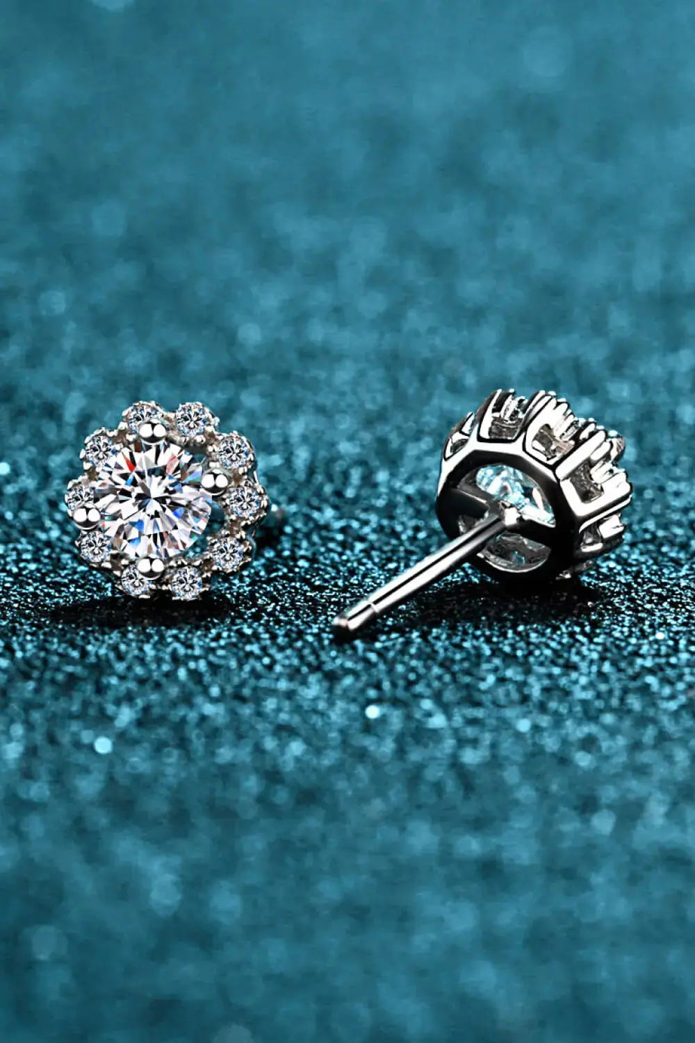 Lovcia Moissanite Floral-Shaped Stud Earrings-Earrings-Silver-One Size-Silver