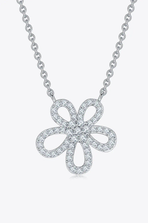 Lovcia Moissanite Flower Pendant 925 Sterling Silver Necklace-Necklaces-Silver-One Size-Silver