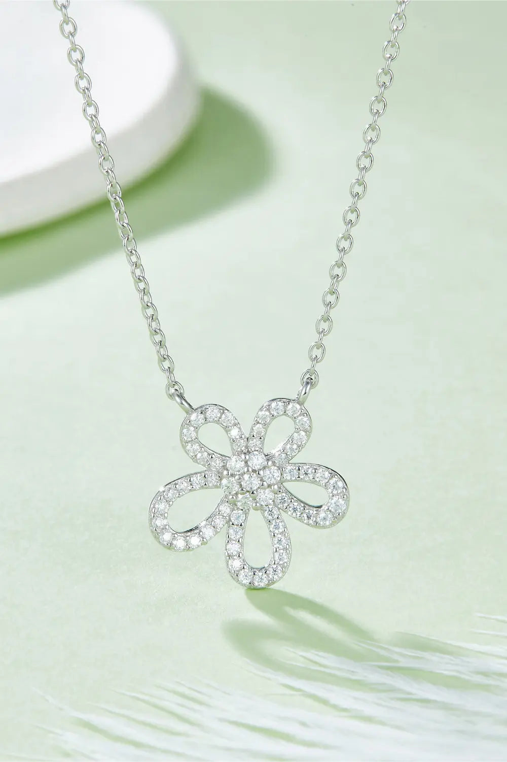 Lovcia Moissanite Flower Pendant 925 Sterling Silver Necklace-Necklaces-Silver-One Size-Silver