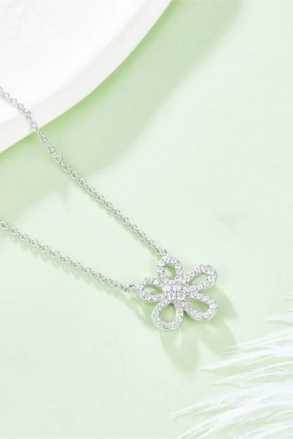 Lovcia Moissanite Flower Pendant 925 Sterling Silver Necklace-Necklaces-Silver-One Size-Silver