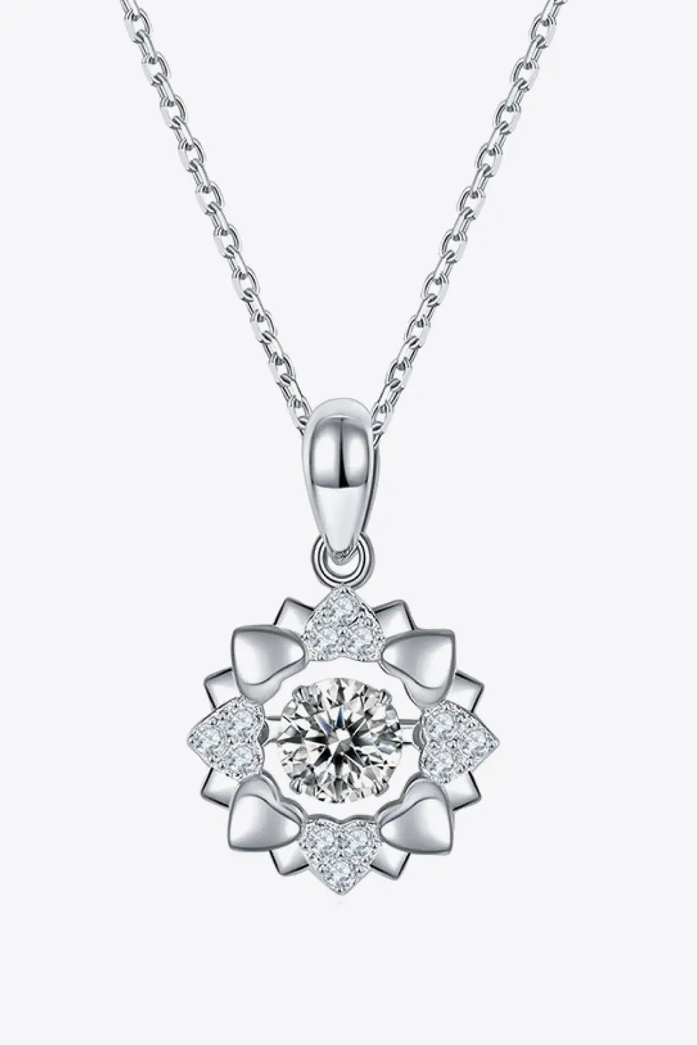Lovcia Moissanite Flower Shape Pendant Necklace-Necklaces-Silver-One Size-Silver