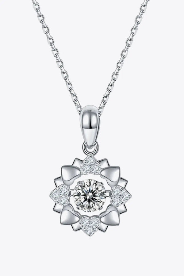 Lovcia Moissanite Flower Shape Pendant Necklace-Necklaces-Silver-One Size-Silver