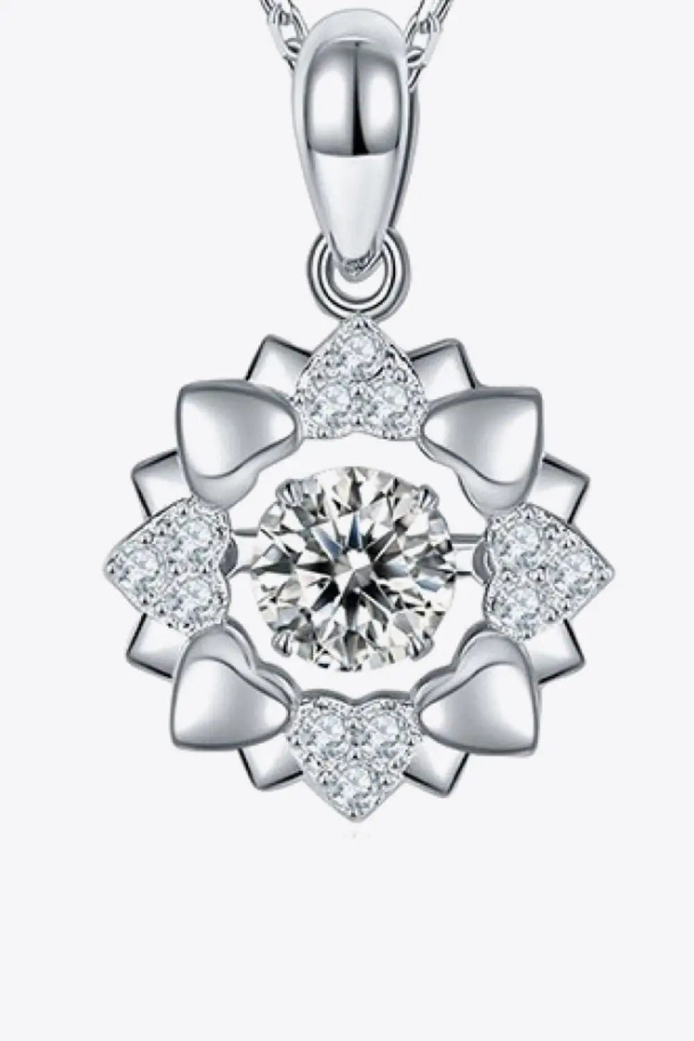 Lovcia Moissanite Flower Shape Pendant Necklace-Necklaces-Silver-One Size-Silver