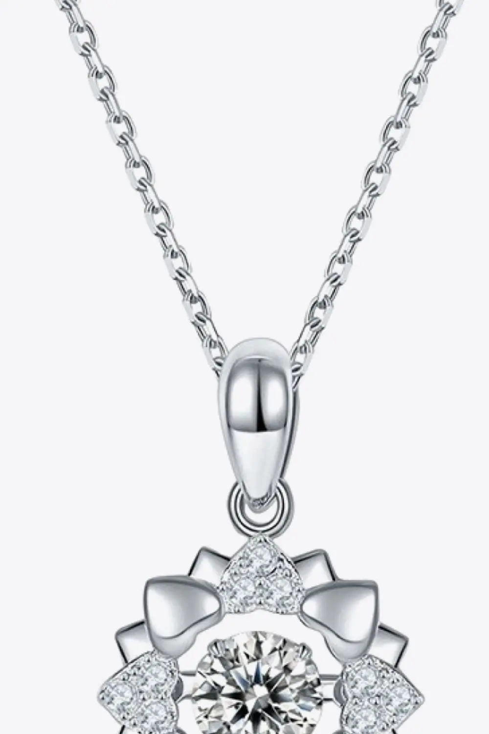 Lovcia Moissanite Flower Shape Pendant Necklace-Necklaces-Silver-One Size-Silver