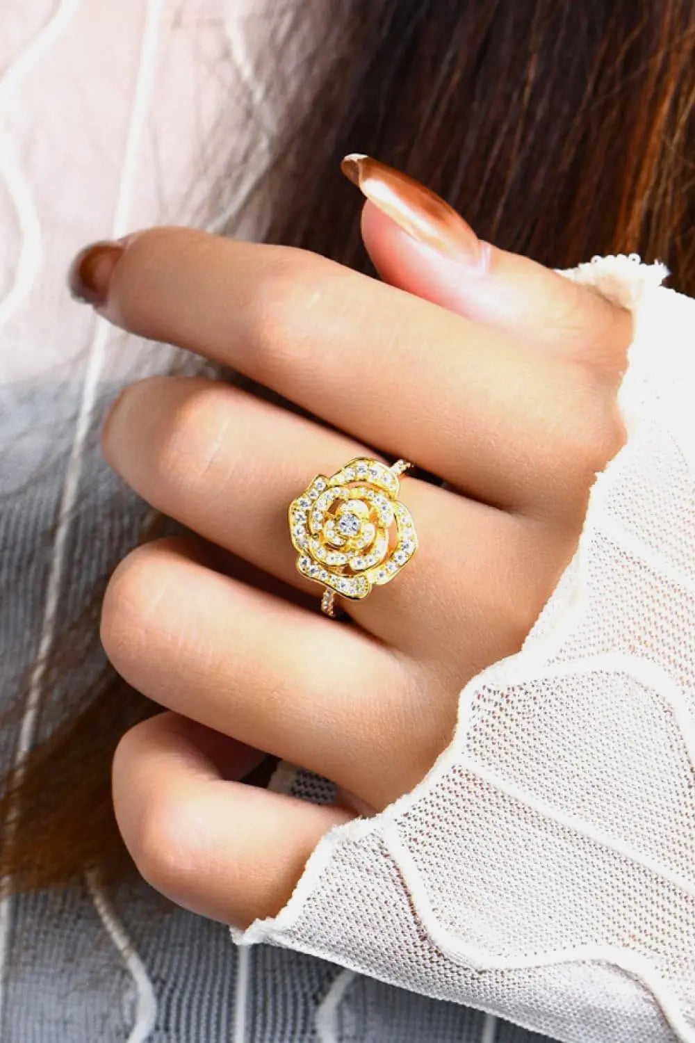 Lovcia Moissanite Flower Shape Ring-Rings-Gold-5-Gold