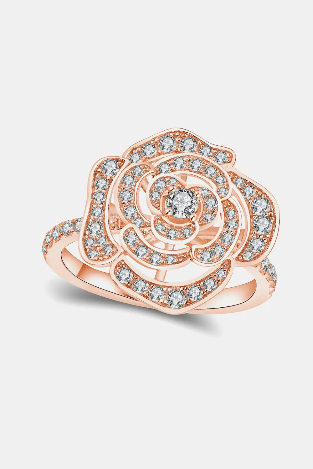 Lovcia Moissanite Flower Shape Ring-Rings-Rose Gold-5-Rose Gold
