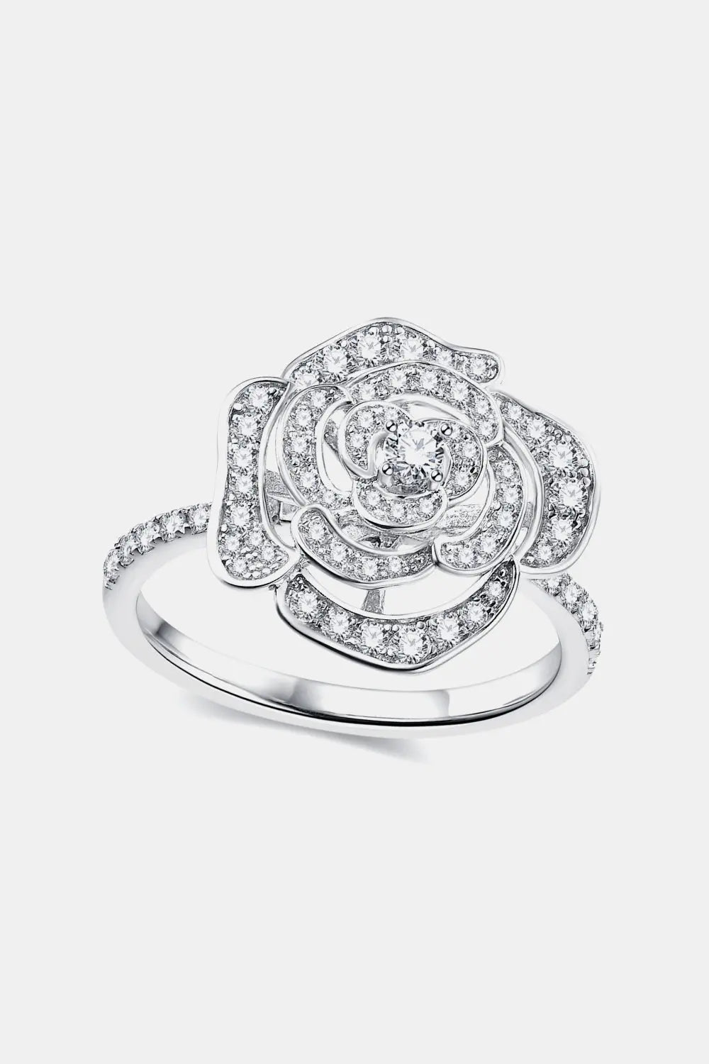 Lovcia Moissanite Flower Shape Ring-Rings-Silver-5-Silver