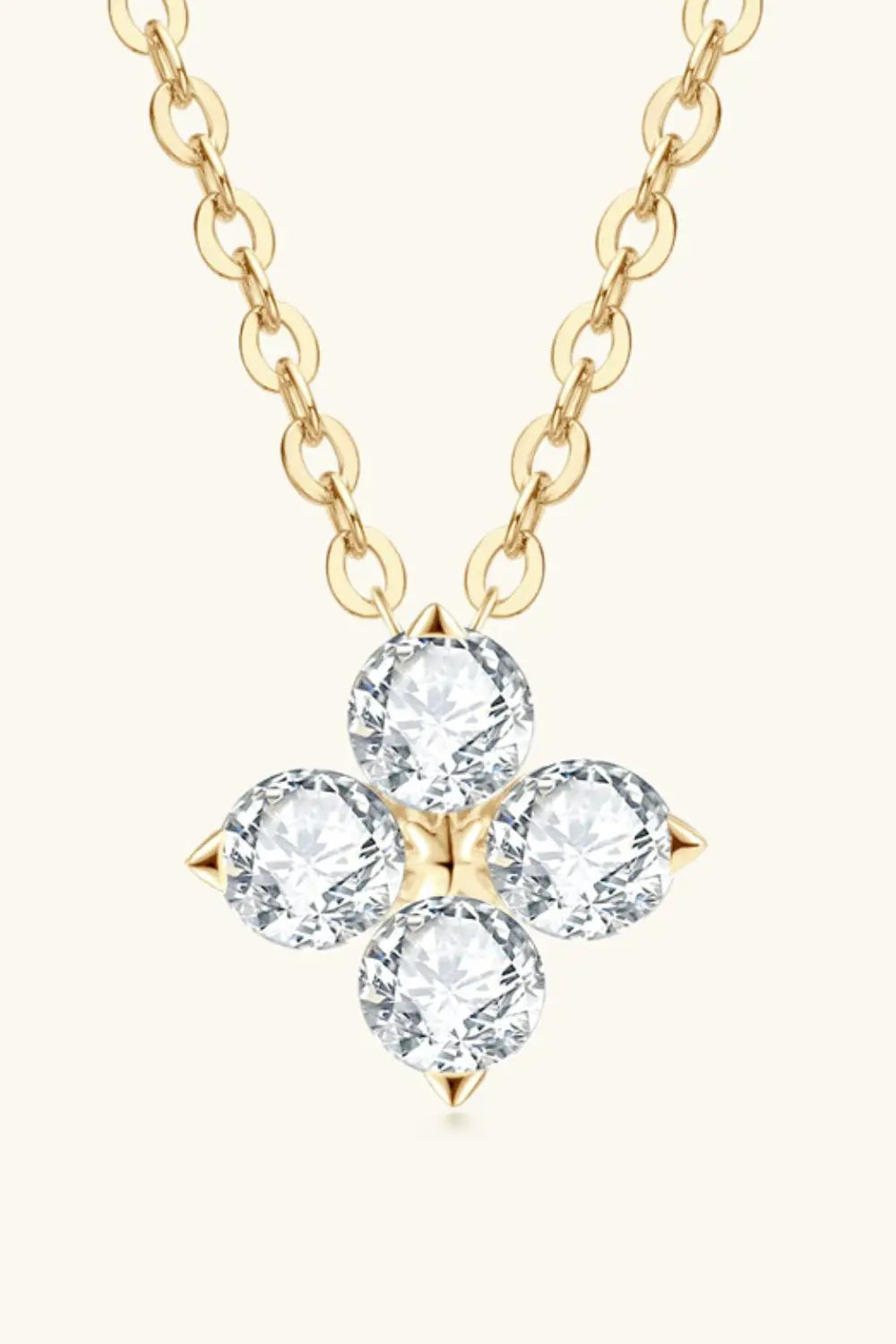 Lovcia Moissanite Four Leaf Clover Pendant Necklace-Necklaces-Gold-One Size-Gold