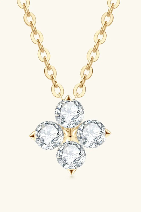 Lovcia Moissanite Four Leaf Clover Pendant Necklace-Necklaces-Gold-One Size-Gold