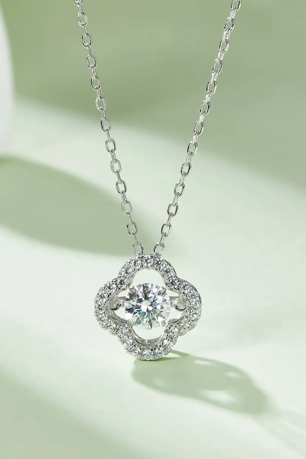 Lovcia Moissanite Four Leaf Clover Pendant Necklace-Necklaces-Silver-One Size-Silver