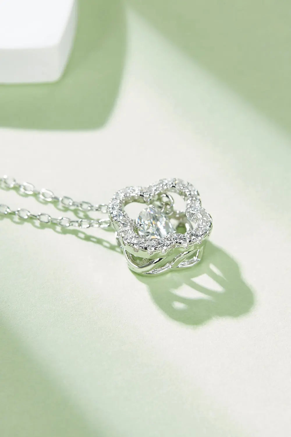 Lovcia Moissanite Four Leaf Clover Pendant Necklace-Necklaces-Silver-One Size-Silver