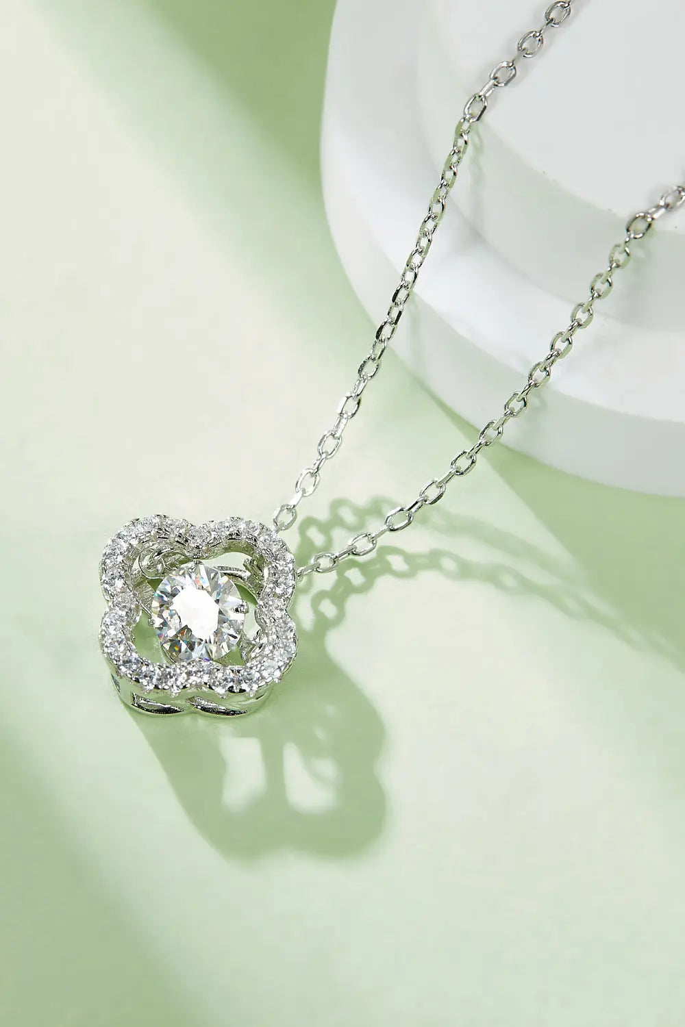 Lovcia Moissanite Four Leaf Clover Pendant Necklace-Necklaces-Silver-One Size-Silver