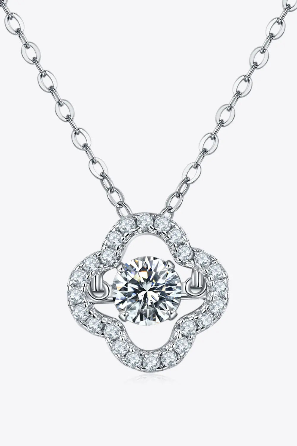 Lovcia Moissanite Four Leaf Clover Pendant Necklace-Necklaces-Silver-One Size-Silver
