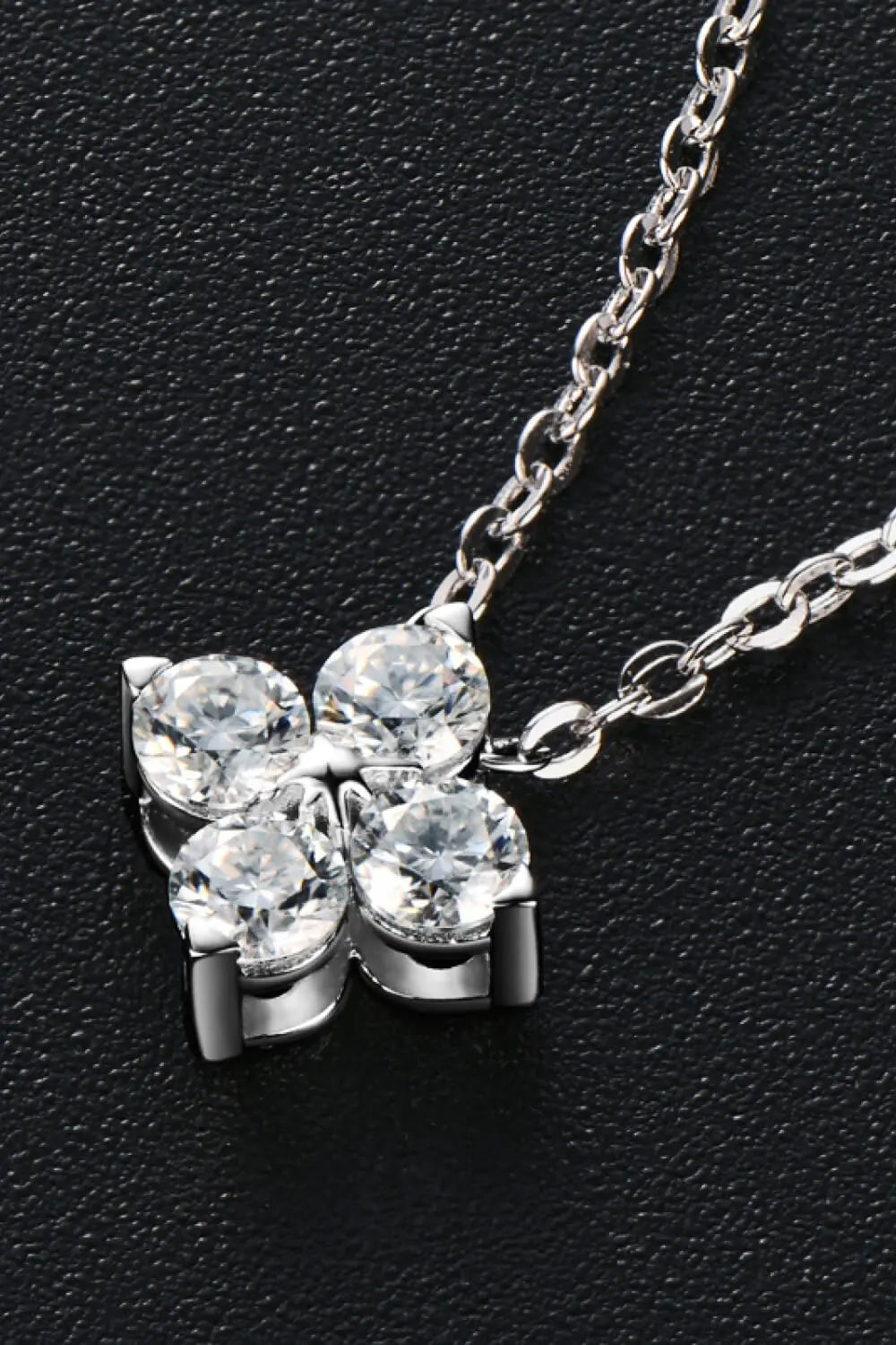 Lovcia Moissanite Four Leaf Clover Pendant Necklace-Necklaces-Silver-One Size-Silver