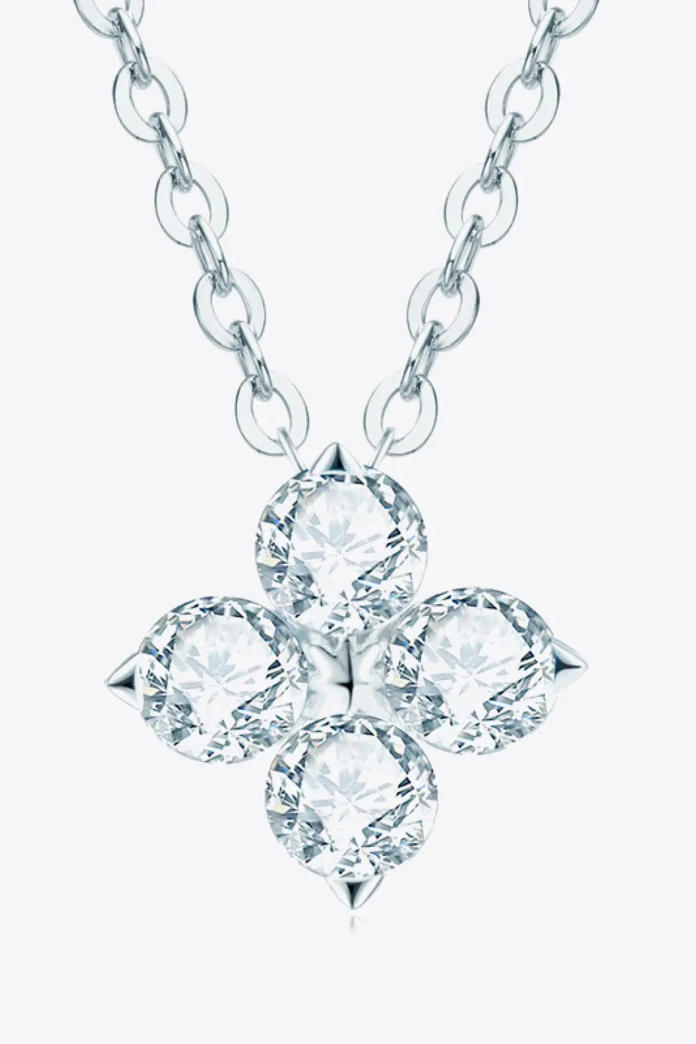 Lovcia Moissanite Four Leaf Clover Pendant Necklace-Necklaces-Silver-One Size-Silver