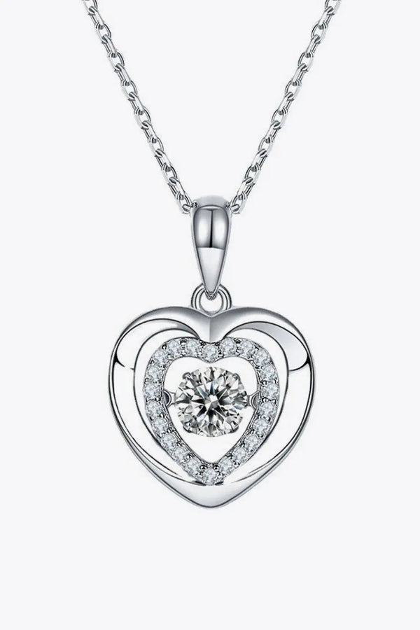Lovcia Moissanite Heart Pendant Necklace-Necklaces-Silver-One Size-Silver