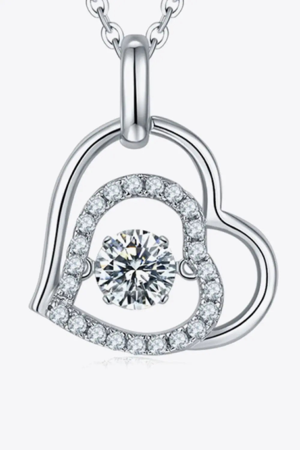 Lovcia Moissanite Heart Pendant Necklace-Necklaces-Silver-One Size-Silver