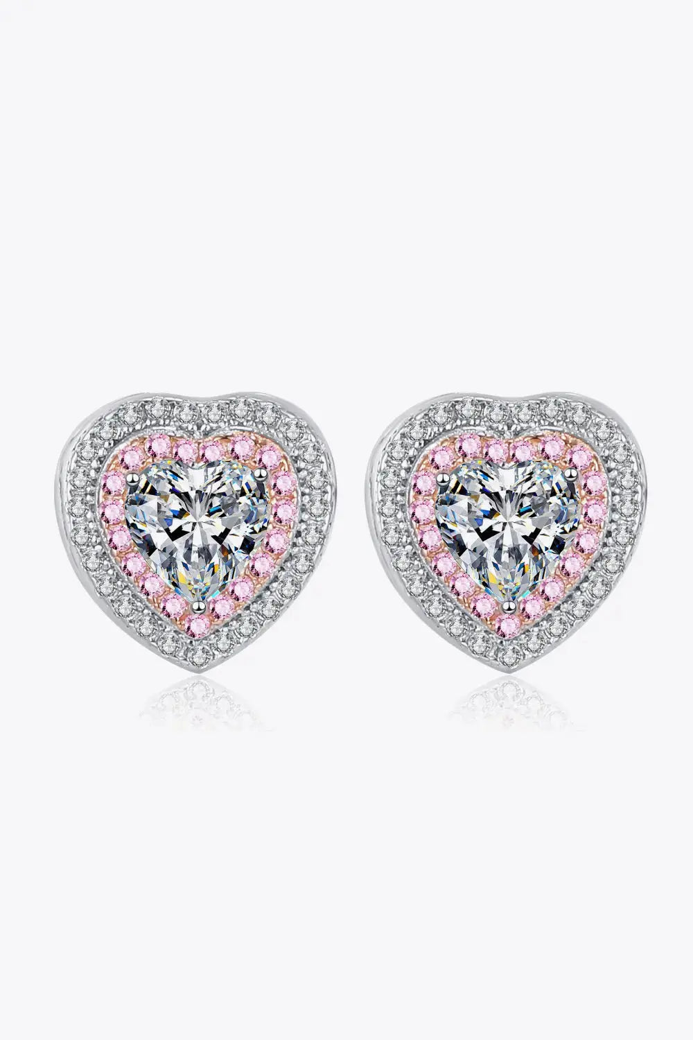 Lovcia Moissanite Heart-Shaped Stud Earrings-Earrings-Silver-One Size-Silver