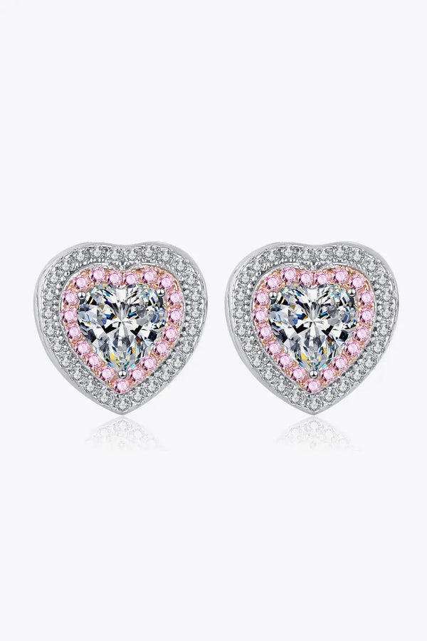 Lovcia Moissanite Heart-Shaped Stud Earrings-Earrings-Silver-One Size-Silver