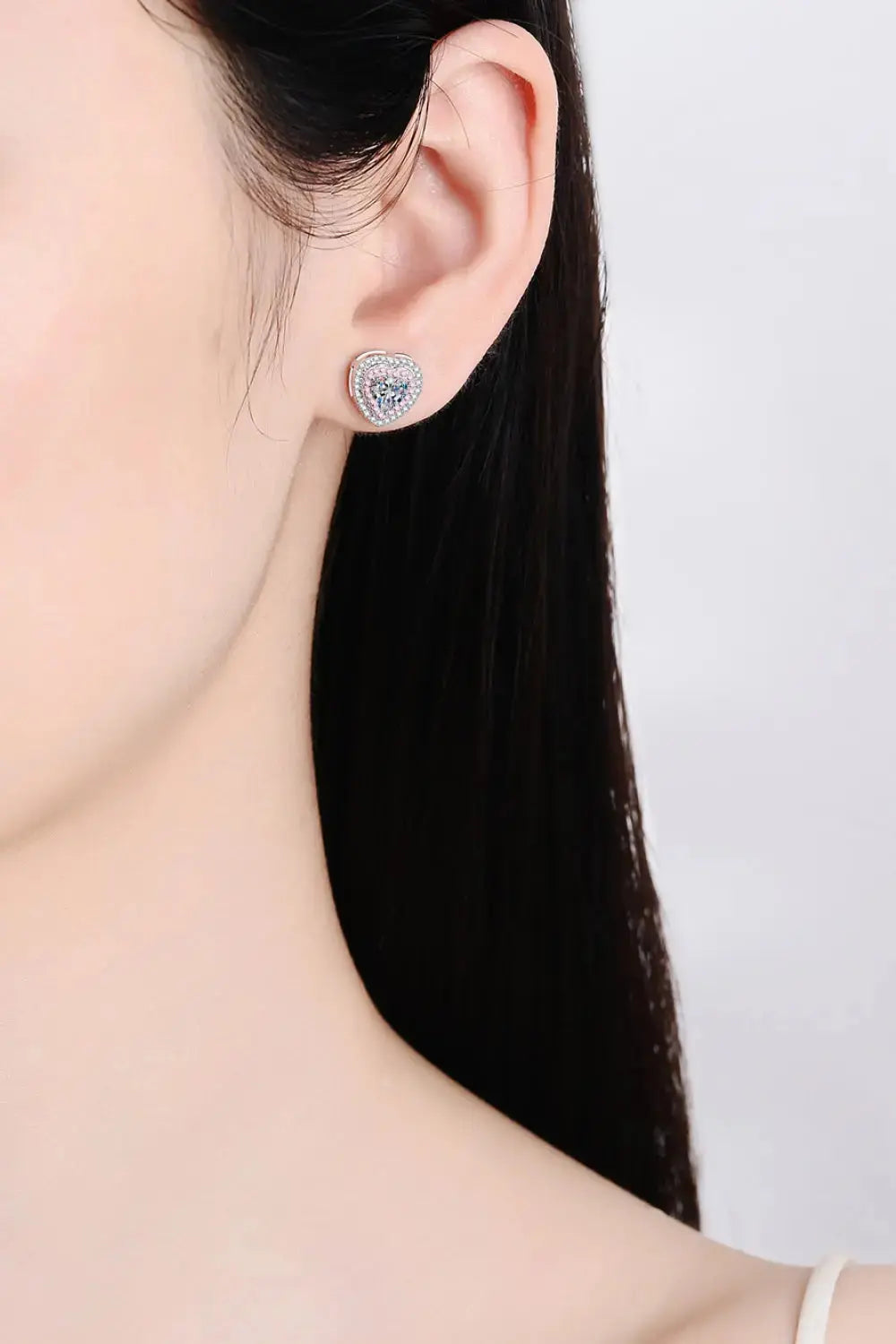 Lovcia Moissanite Heart-Shaped Stud Earrings-Earrings-Silver-One Size-Silver
