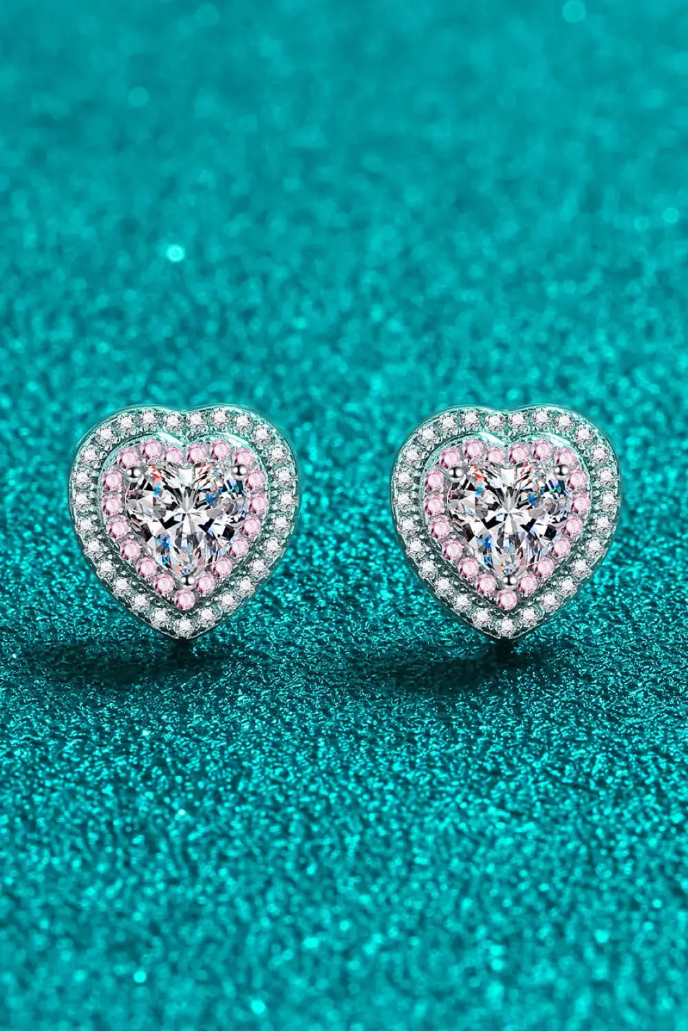Lovcia Moissanite Heart-Shaped Stud Earrings-Earrings-Silver-One Size-Silver