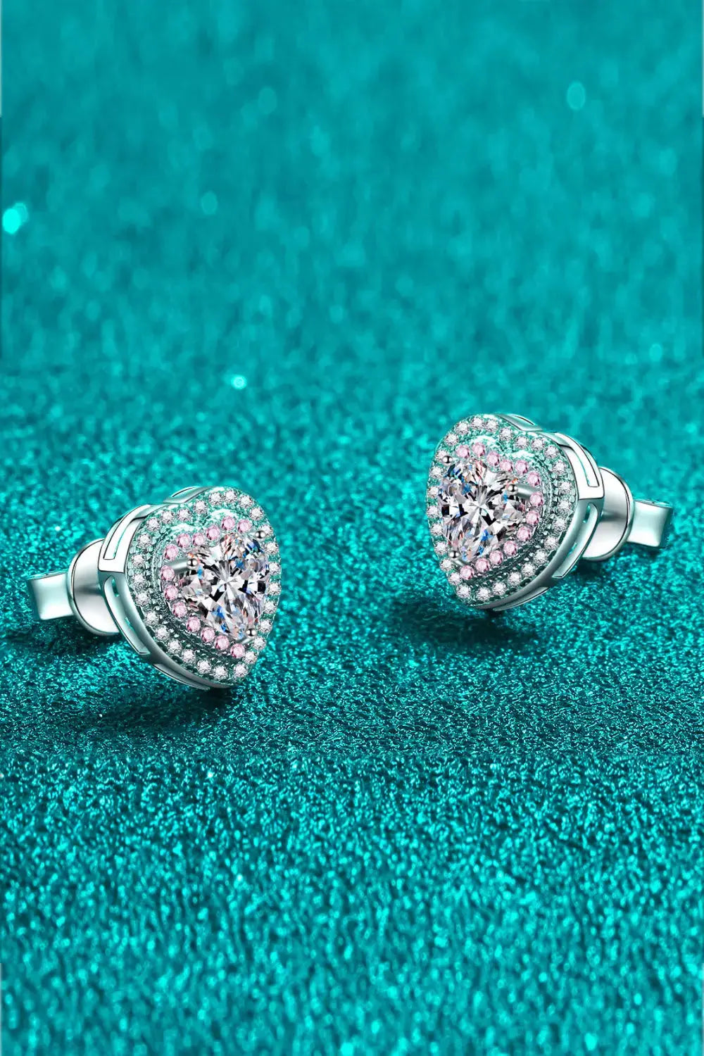 Lovcia Moissanite Heart-Shaped Stud Earrings-Earrings-Silver-One Size-Silver