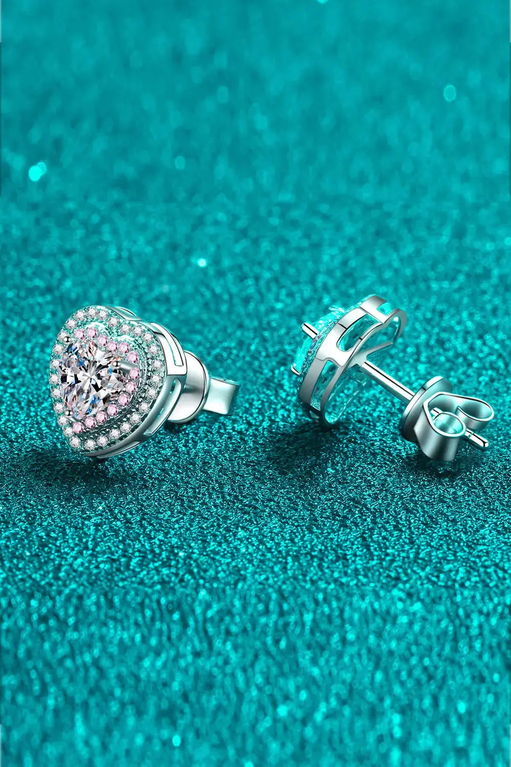 Lovcia Moissanite Heart-Shaped Stud Earrings-Earrings-Silver-One Size-Silver