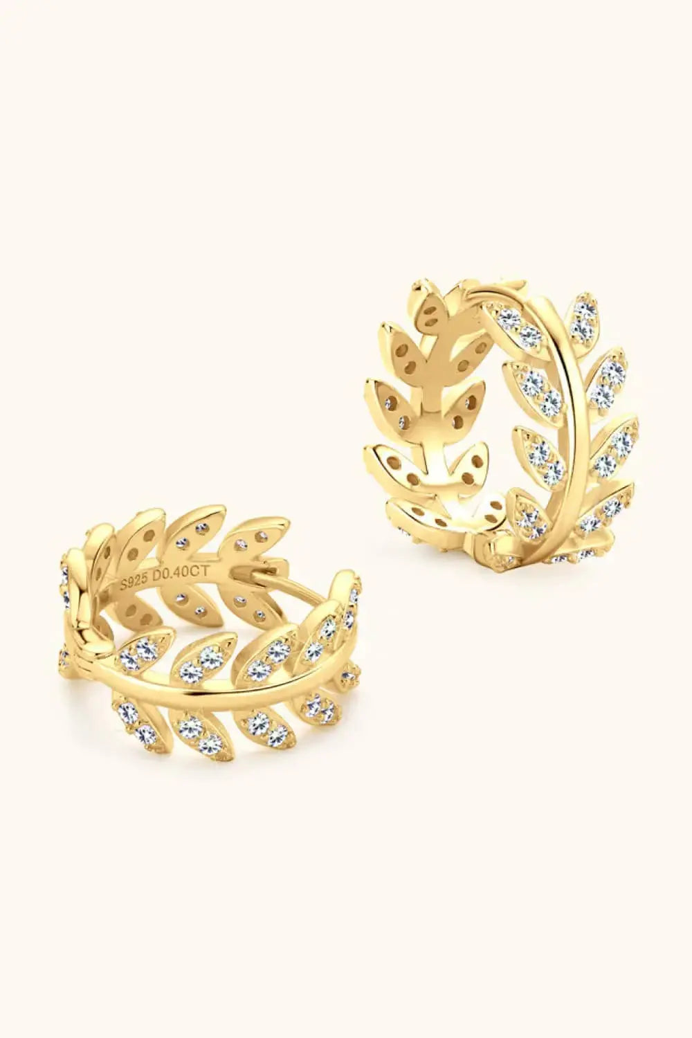 Lovcia Moissanite Leaf 925 Sterling Silver Earrings-Earrings-Gold-One Size-Gold