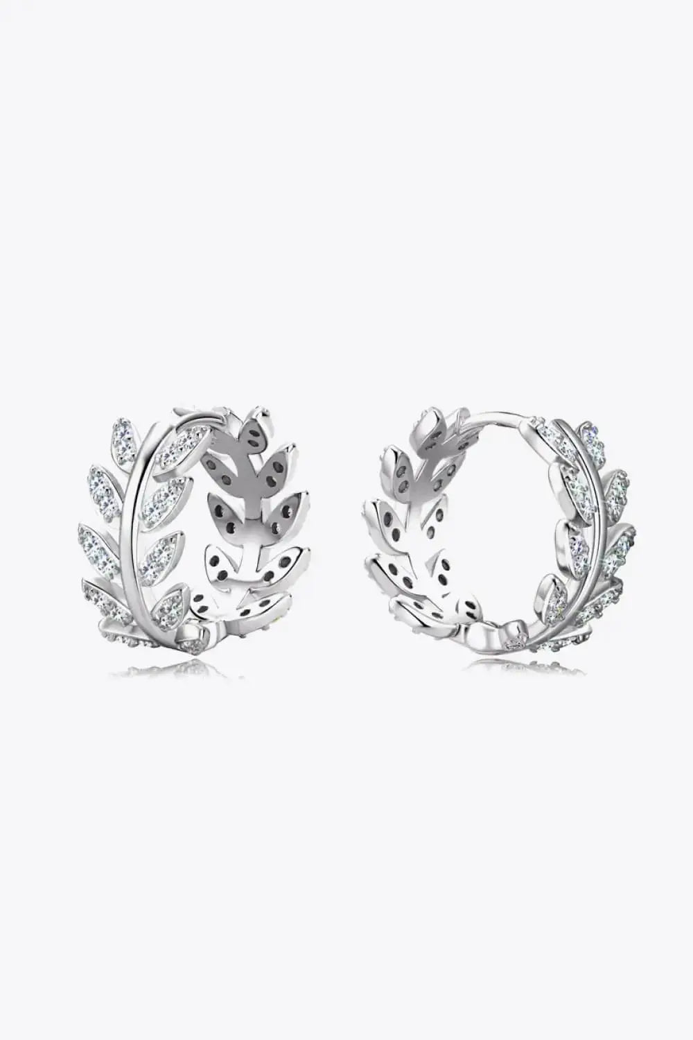 Lovcia Moissanite Leaf 925 Sterling Silver Earrings-Earrings-Silver-One Size-Silver