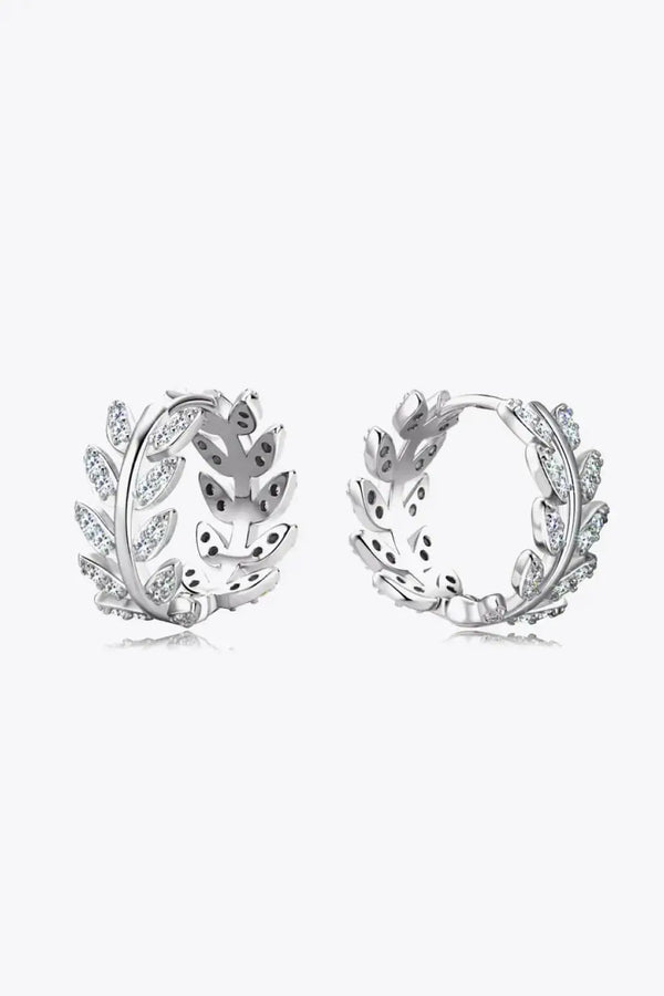 Lovcia Moissanite Leaf 925 Sterling Silver Earrings-Earrings-Silver-One Size-Silver