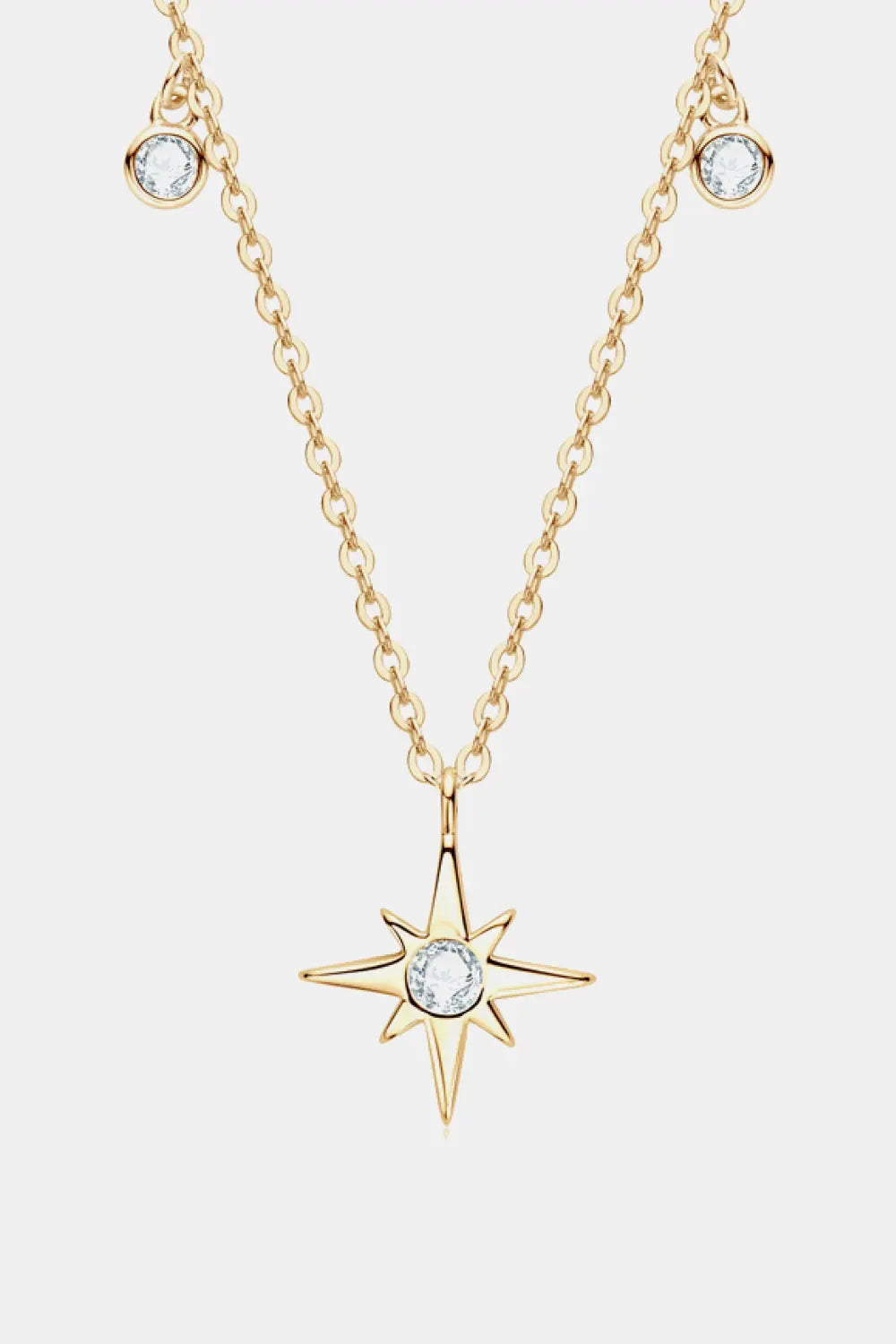 Lovcia Moissanite North Star Pendant 925 Sterling Silver Necklace-Necklaces-Gold-One Size-Gold