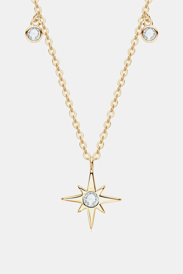 Lovcia Moissanite North Star Pendant 925 Sterling Silver Necklace-Necklaces-Gold-One Size-Gold