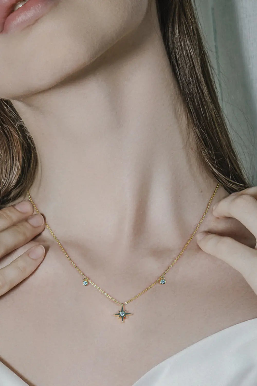 Lovcia Moissanite North Star Pendant 925 Sterling Silver Necklace-Necklaces-Gold-One Size-Gold