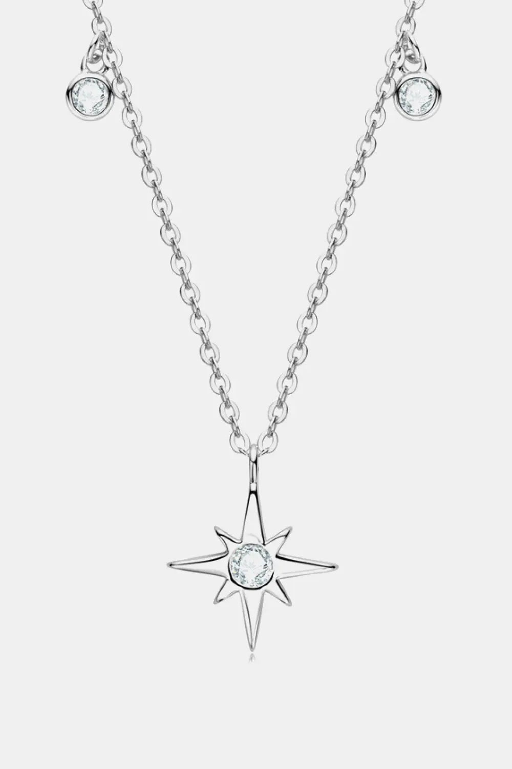 Lovcia Moissanite North Star Pendant 925 Sterling Silver Necklace-Necklaces-Silver-One Size-Silver