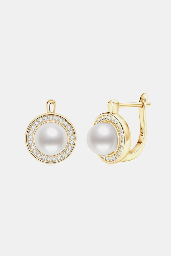 Lovcia Moissanite Pearl 925 Sterling Silver Earrings-Earrings-Gold-One Size-Gold