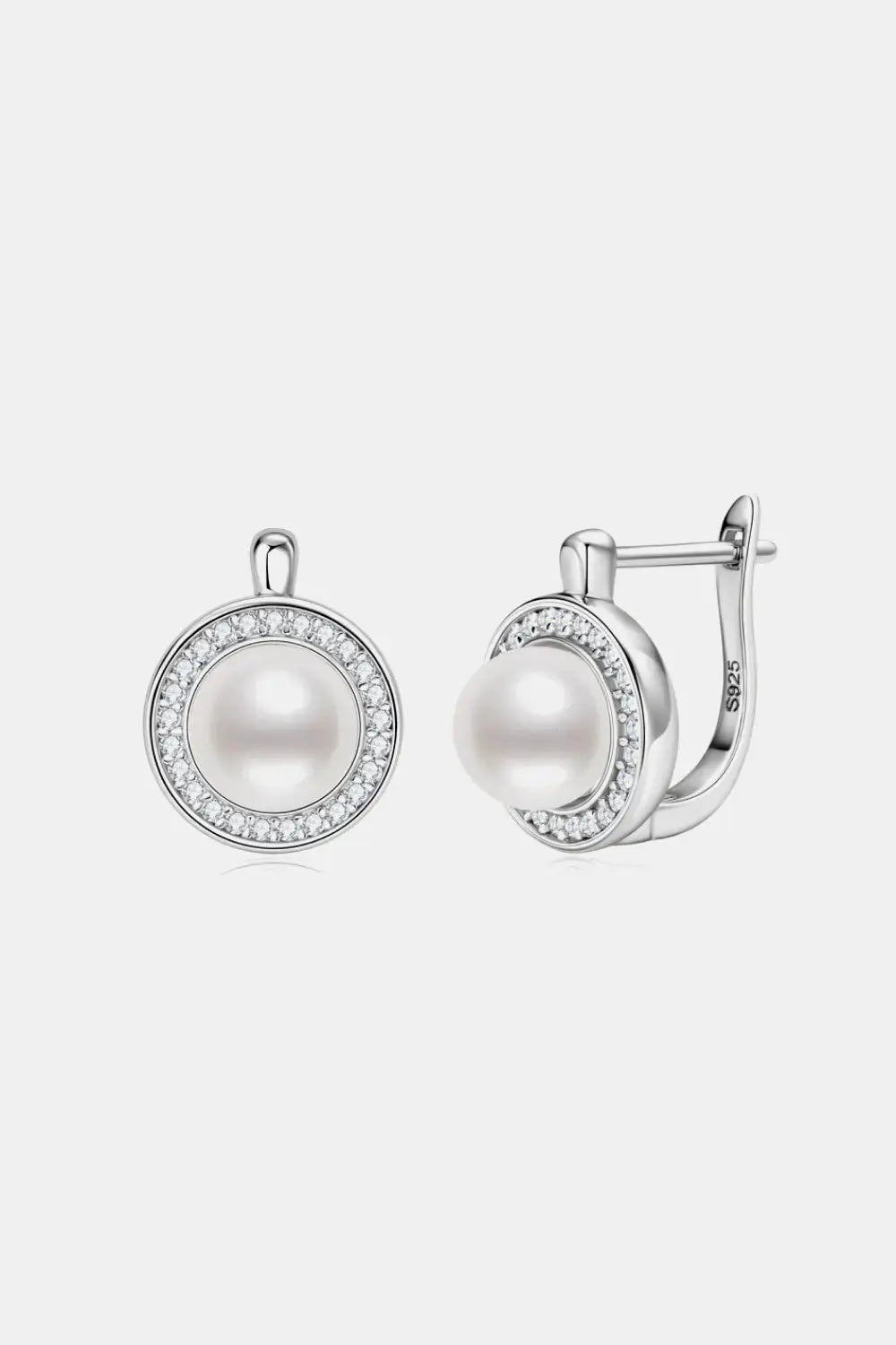 Lovcia Moissanite Pearl 925 Sterling Silver Earrings-Earrings-Silver-One Size-Silver