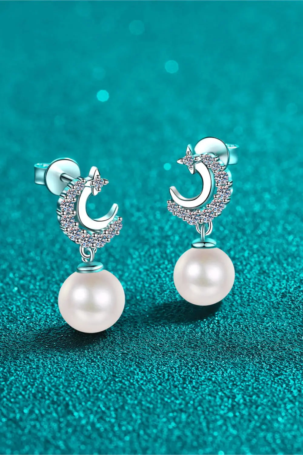Lovcia Moissanite Pearl Drop Earrings-Earrings-Silver-One Size-Silver