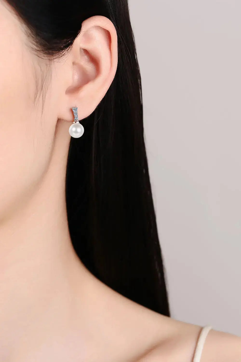 Lovcia Moissanite Pearl Drop Earrings-Earrings-White-One Size-White