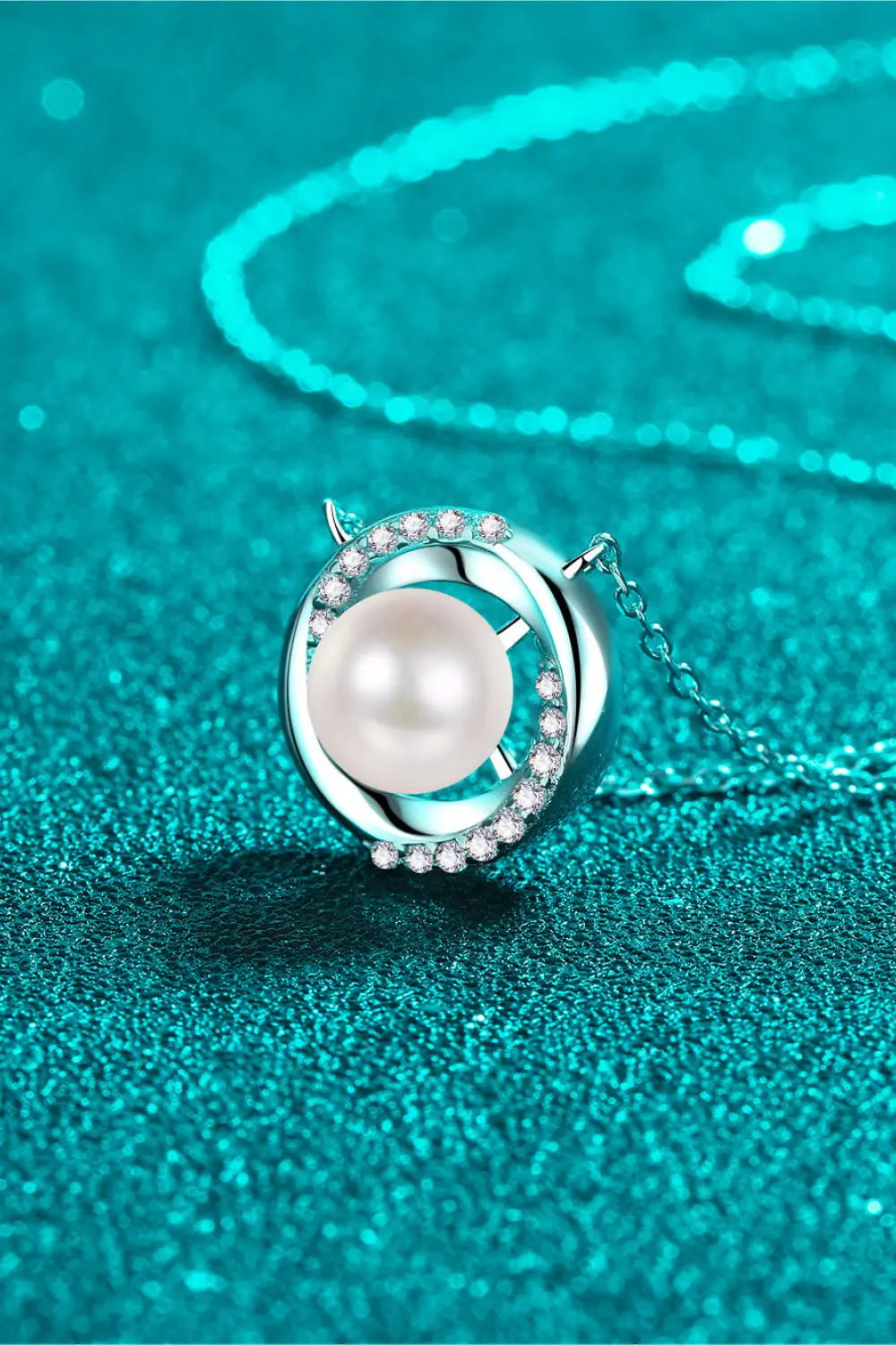 Lovcia Moissanite Pearl Rhodium-Plated Necklace-Necklaces-Silver-One Size-Silver