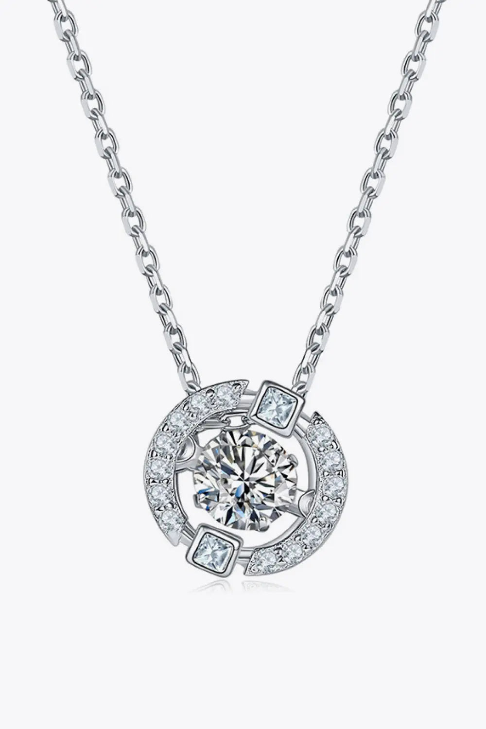 Lovcia Moissanite Pendant Chain-Link Necklace-Necklaces-Silver-One Size-Silver