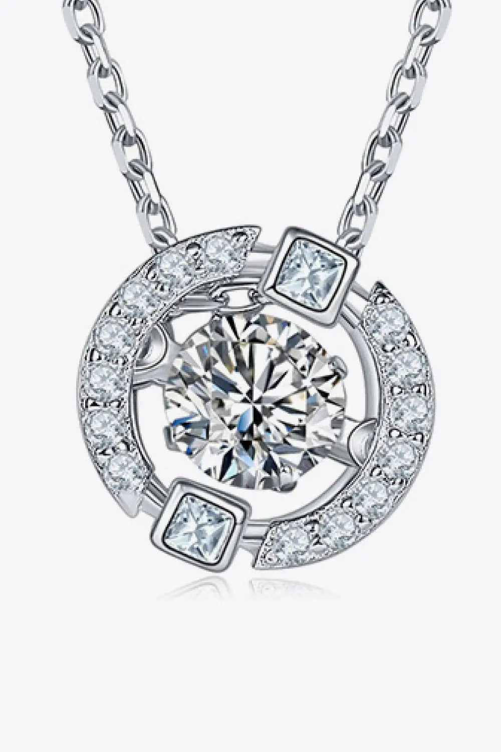 Lovcia Moissanite Pendant Chain-Link Necklace-Necklaces-Silver-One Size-Silver