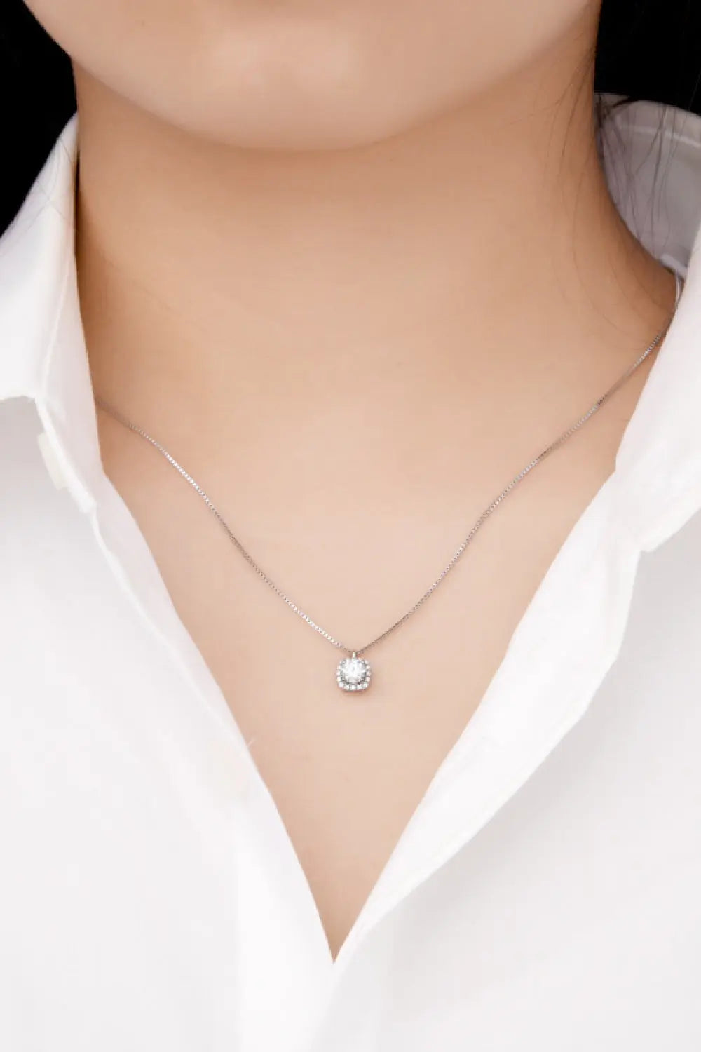 Lovcia Moissanite Pendant Platinum-Plated Necklace-Necklaces-Silver-One Size-Silver