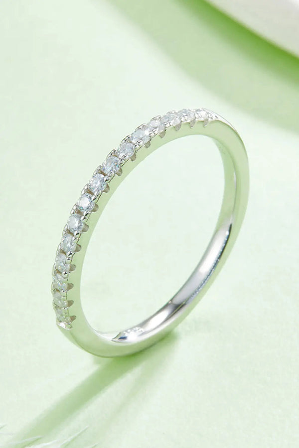Lovcia Moissanite Platinum-Plated Half-Eternity Ring-Rings-Silver-4.5-Silver