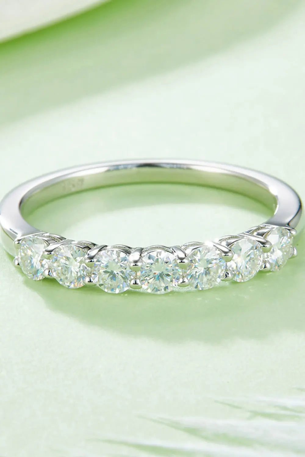 Lovcia Moissanite Platinum-Plated Half-Eternity Ring-Rings-Silver-4.5-Silver