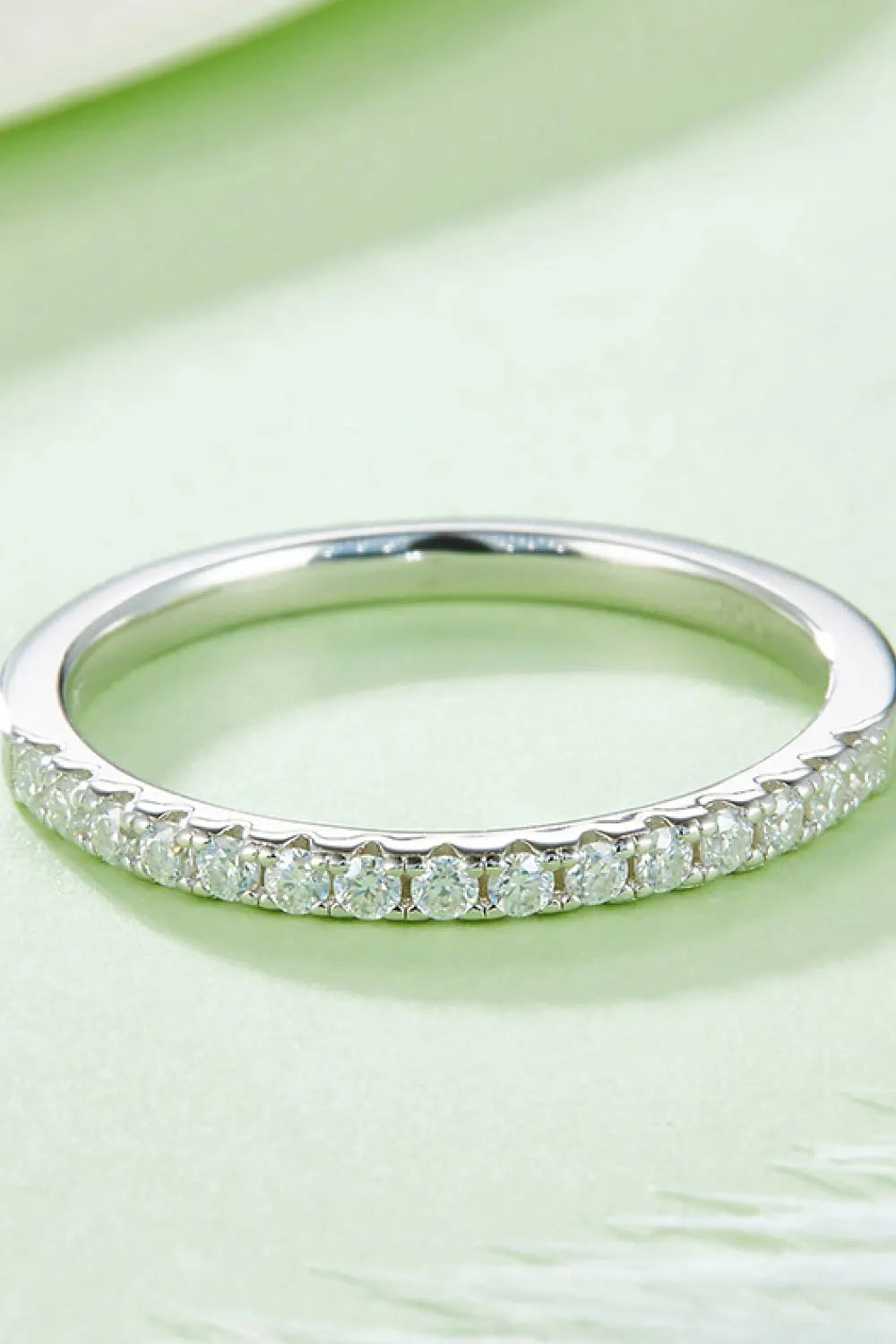 Lovcia Moissanite Platinum-Plated Half-Eternity Ring-Rings-Silver-4.5-Silver