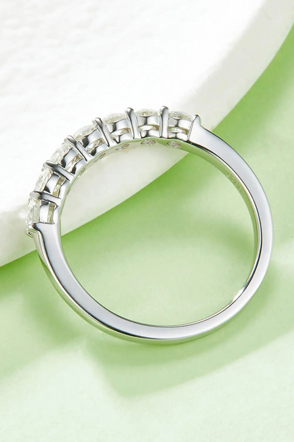 Lovcia Moissanite Platinum-Plated Half-Eternity Ring-Rings-Silver-4.5-Silver