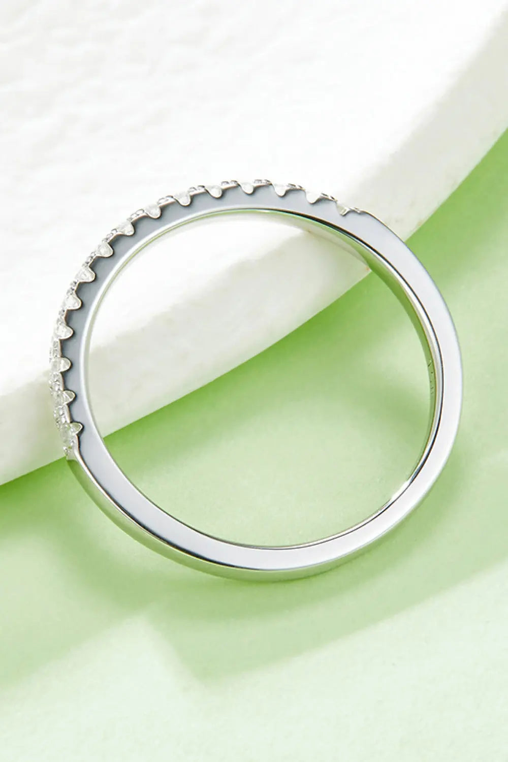 Lovcia Moissanite Platinum-Plated Half-Eternity Ring-Rings-Silver-4.5-Silver