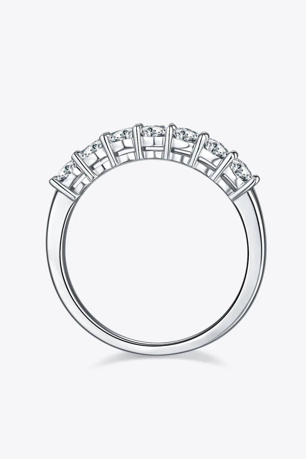 Lovcia Moissanite Platinum-Plated Half-Eternity Ring-Rings-Silver-4.5-Silver