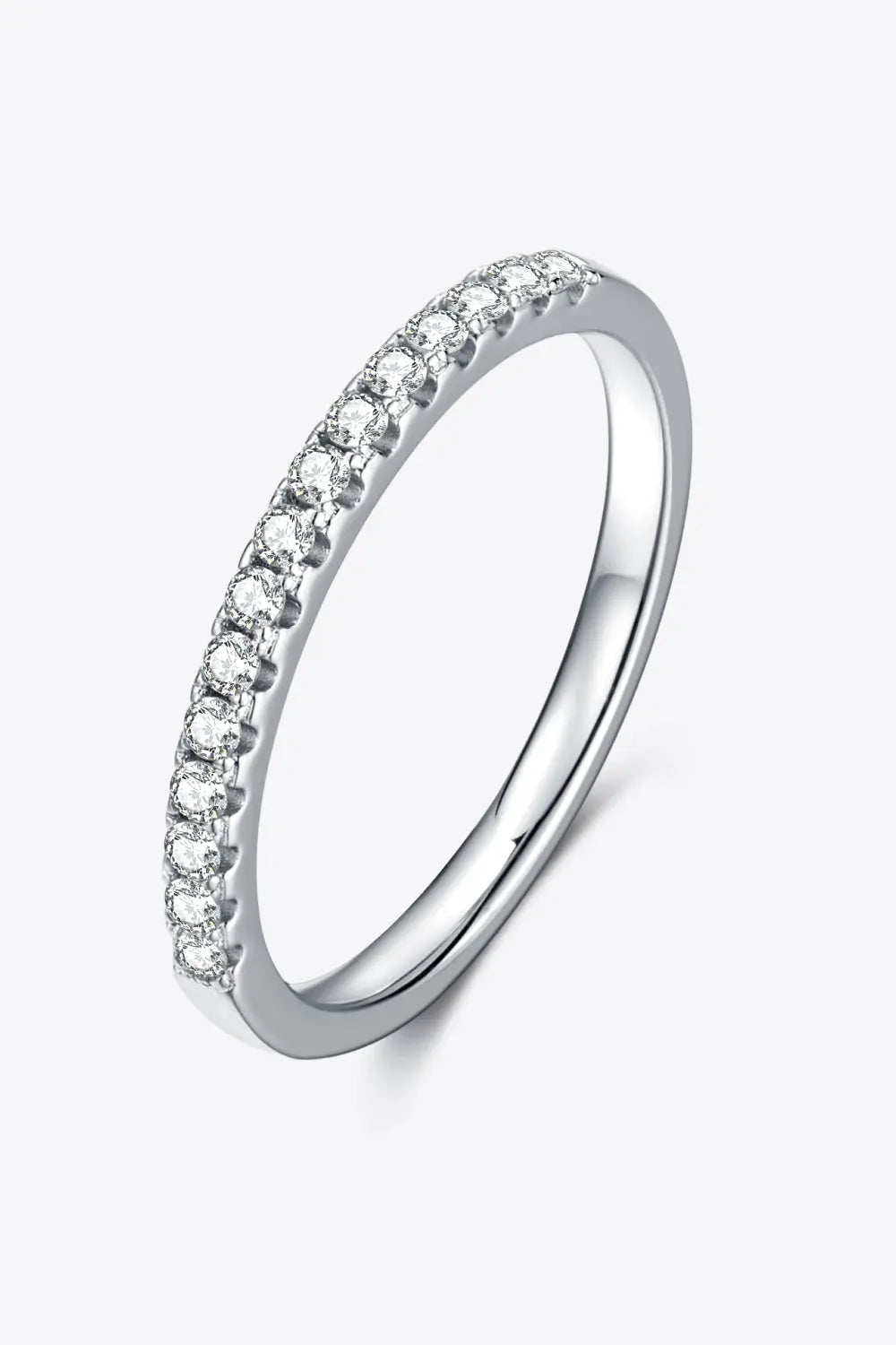 Lovcia Moissanite Platinum-Plated Half-Eternity Ring-Rings-Silver-4.5-Silver